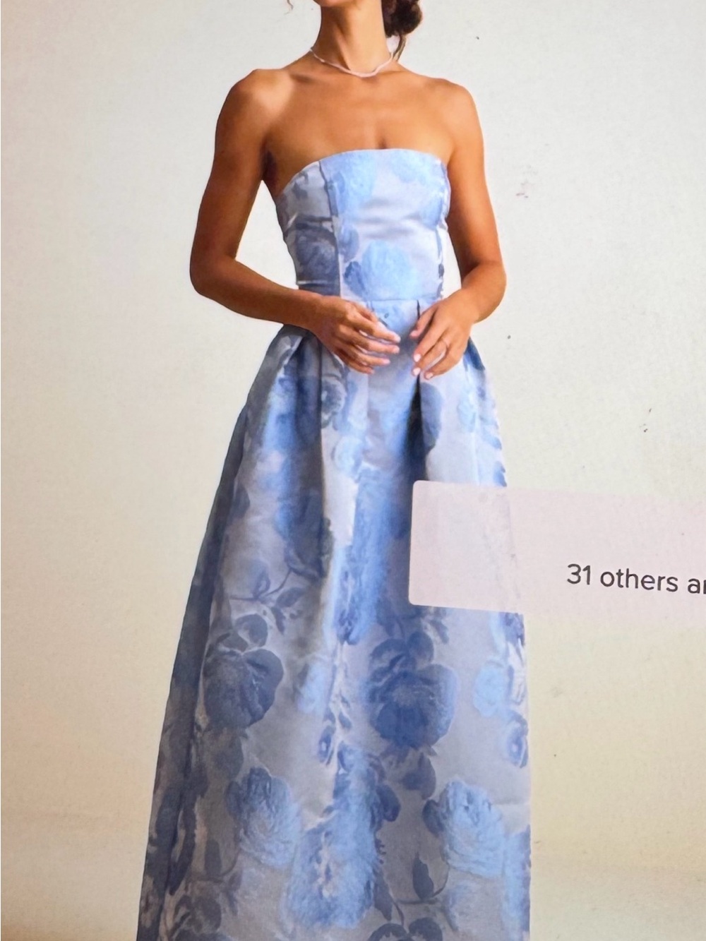Lulu's Strapless Floral Maxi Dress in Light Blue